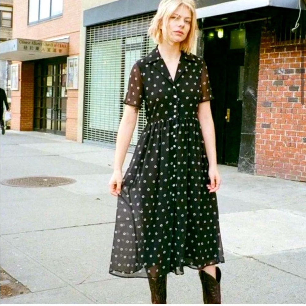 Sandy Liang  Picasso black midi Dress